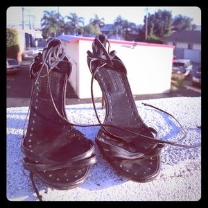 Authentic Manolo Blahnik Black Strappy Heels